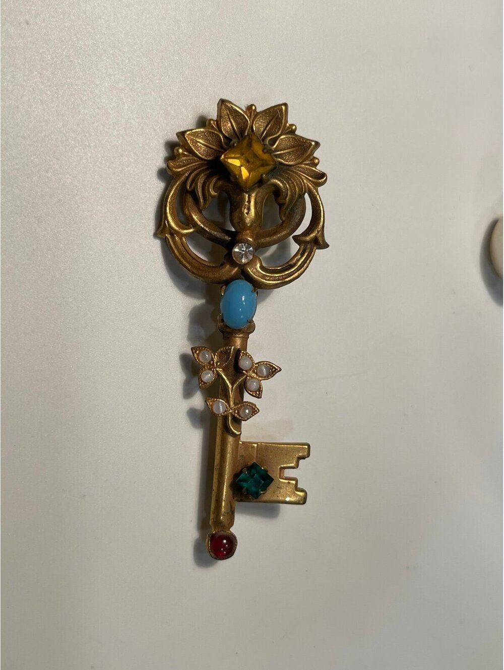Vintage Coro Goldtone Key Brooch